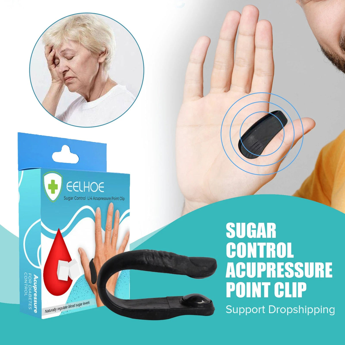 Acupressure Magnetic Sugar Control Clip - (IMPORTED)