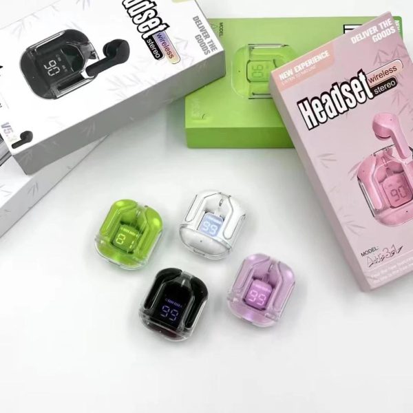 Air31 Wireless Crystal Transparent Bluetooth/airpods/earbuds