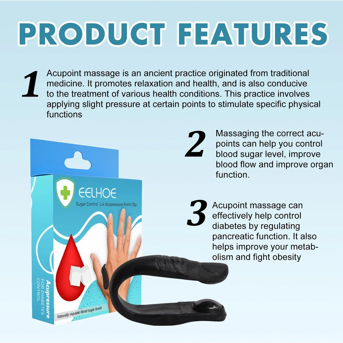 Acupressure Magnetic Sugar Control Clip - (IMPORTED)
