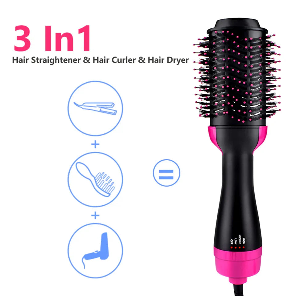 One Step Hair Dryer Brush and volumizer 3 in 1, hair straightner and hair curler for ladies - hare drier for girls - Hair Straightener Comb for Drying for women