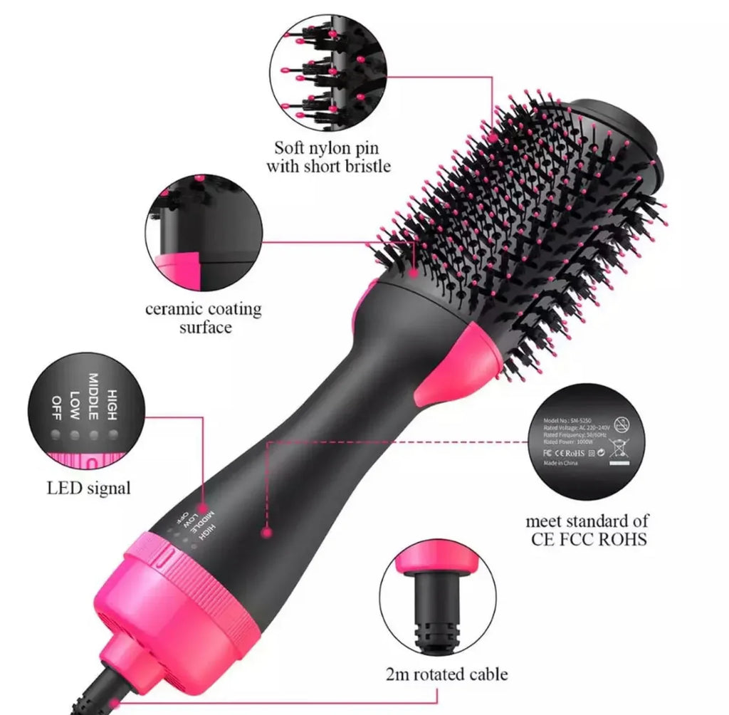 One Step Hair Dryer Brush and volumizer 3 in 1, hair straightner and hair curler for ladies - hare drier for girls - Hair Straightener Comb for Drying for women