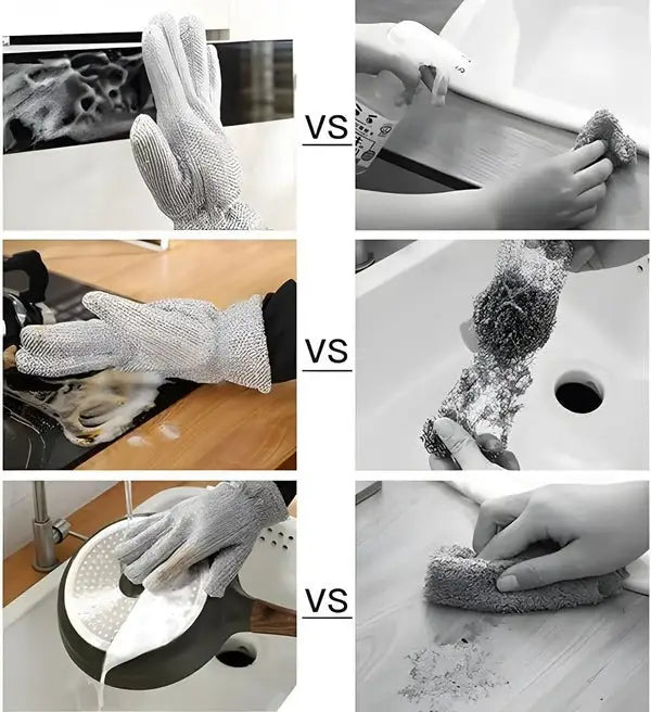 Multipurpose Wire Dishwashing Gloves | Dishwashing Rags For Wet And Dry, Steel Wire Miracle Cleaning Cloth With Glove Shape