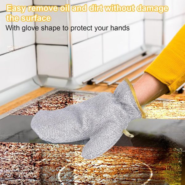 Multipurpose Wire Dishwashing Gloves | Dishwashing Rags For Wet And Dry, Steel Wire Miracle Cleaning Cloth With Glove Shape