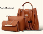New Collection 3pcs Set Soft Leather Hand Bag Durable Quality